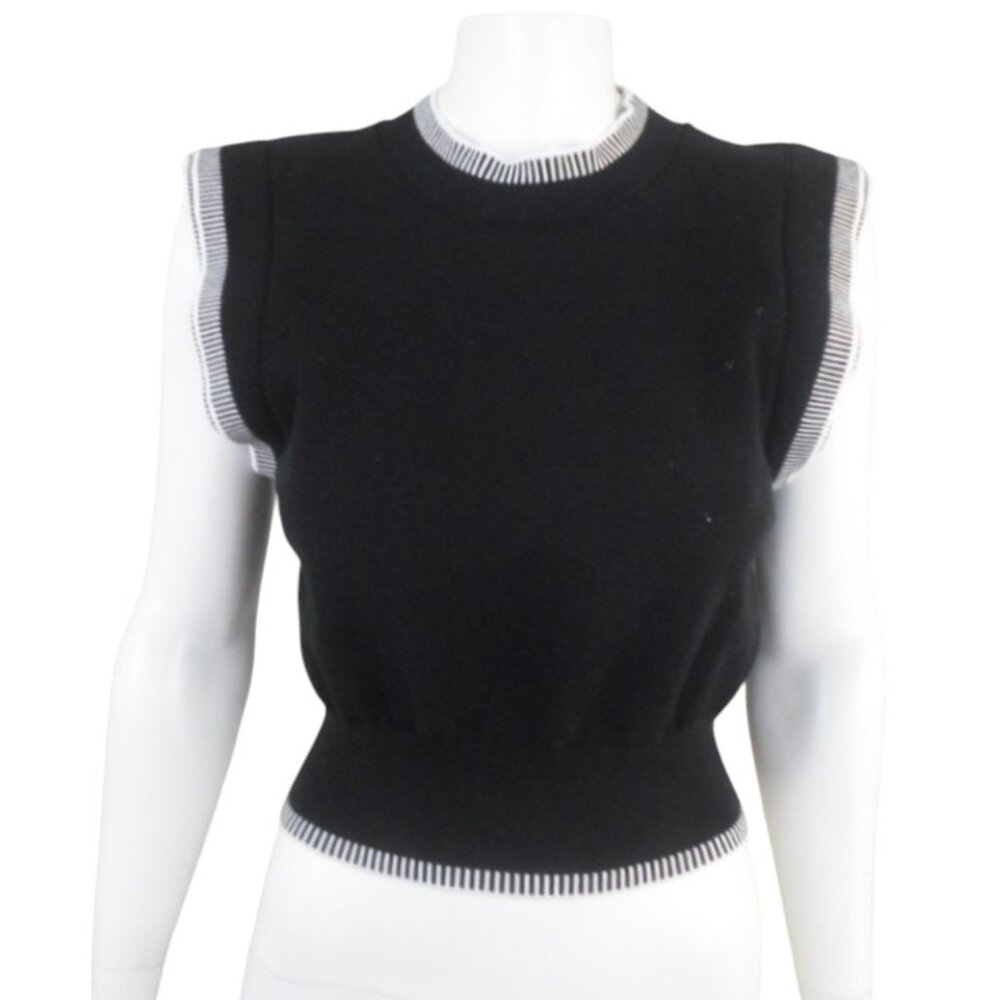Strut & Bolt Black White Pointelle Sleeveless Knit Sweater